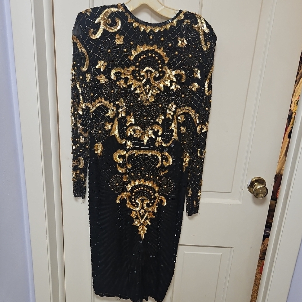 Vtg Silk 1980 Wow Embellished Dress